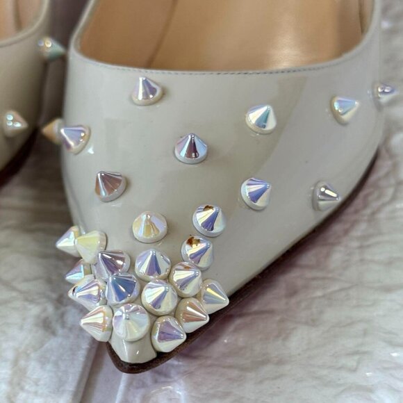 Christian Louboutin Pumps Metallic Glitter DEGRASPIKE 70 PATENT Ivory - Picture 3 of 15